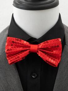 1pc Men's Fashionable Solid Color Sequins Formal Bow Tie, Suitable For Business, Student Events, Stage Performance, Hosting, Party, Graduation Photo Accessory