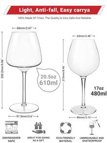 MICHLEY 2/4/6 件漂浮酒杯，适用于泳池，480 毫升/17 盎司，牢不可破，透明 Tritan 塑料高脚红酒杯，鸡尾酒果汁杯，非常适合海滩酒吧露营，可用洗碗机清洗，是送给父亲的礼物