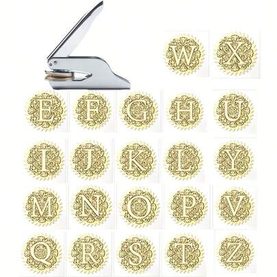 CYFUN DESIGN 1 szt. Barokowy alfabet przenośny stempel do tłoczenia, stalowy stempel do pieczęci do książek, kopert, tłoczenie