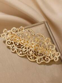 1 件女士复古银色金属合金镂空复古宫廷风格发梳，日常发型配饰礼物，学校用品