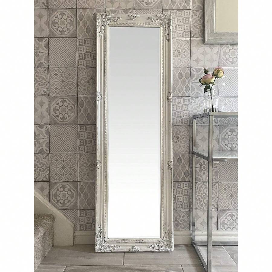 Decorate The Antique White Dressing Mirror With Beveled Glass - 1 - View 1