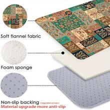 1 pieza Alfombra para cocina de estilo retro con patrón de flores patchwork, alfombra suave antideslizante lavable, absorbente y resistente al aceite para uso diario y áreas grandes del hogar