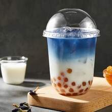 50pcs - 10/12/16 Oz Crystal Cups With Dome Lids, Suitable For Iced Coffee, Cold Drinks, Milkshakes, Smoothie Cups, Party