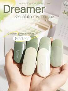 1pc Elegant Oval Shape Gradient Color Correction Tape, Quiet Correction Tape For Students Back To School