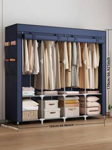 1pc Assembled Cloth Wardrobe Cabinet, Easy Installation Portable Closet For Bedroom, Rental House Storage, Sturdy