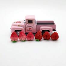Truck And Strawberry Figurines Retro Desk Statue Modern Centerpieces Art Sculptures For Home Tabletop Decoration - 粉色 - 查看 6