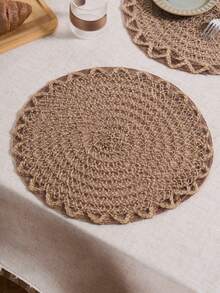 1/4/6/12pcs Boho Linen Woven Round Placemats For Kitchen, Dining Table Decor, Suitable For Holiday Parties, Birthdays, Countryside Outdoor Dining, All Seasons