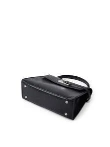 New Trapezoid PU Leather Women's Bag, High-End Versatile Crossbody Bag, Fashionable Niche Hand Carry Bag, Commuter Tote - Black - View 5