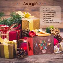 OUR ADVENTURE BOOK OUR Adventure book scrapbook album 11.9 X 7.6 inches 80 pages, 3D retro relief letter leather cover movie, couple memory book, boyfriend gift, couple gift creativity, anniversary celebration