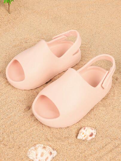 儿童厚底露趾沙滩、户外和室内防滑露趾凉鞋