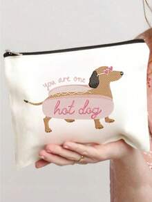 腊肠犬印花化妆包，休闲大容量收纳包，日常洗漱化妆包，多功能收纳包，轻便旅行手提包，好礼物，送给朋友的旅行纪念品，必备旅行收纳包，适合通勤、返校、旅行、野餐、露营、户外和探险化妆包化妆收纳包化妆收纳包化妆包化妆包 - 米色 - 查看 5