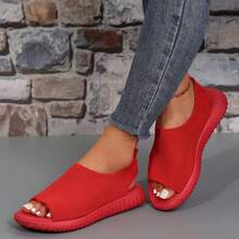 Comfortable Fish Mouth Sandals For Women Mesh Upper Lightweight Beach Ready - 紅色 - 查看 4