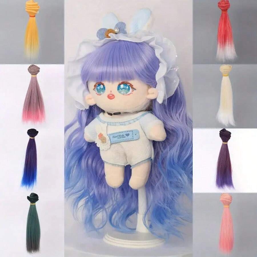 1pc Solid Color Long Straight Hair Ponytail Wig For Doll Making Props, Long Ponytail Hair Extension With Double Hair Claw Clips - Multicolor - View 1