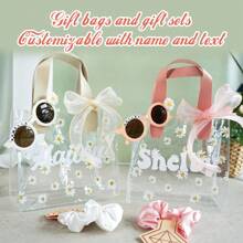 1 pièce, Sac cadeau PVC personnalisé, Faveurs de fête personnalisées, Sac cadeau/faveur de demoiselle d'honneur personnalisé, Sac fourre-tout de mariage, Sac à main transparent, Sac à main de demoiselle d'honneur, Cadeau de enterrement de vie de jeune fille, Cadeau de voyage pour femme, Sac cadeau transparent pour la Fête des Enseignants/Infirmières/Femmes/Action de Grâce/Fête des Mères/Nouvel An, Convient pour les cadeaux d'ambiance de campagne/château/plage/domaine, Cadeau pour amis/mariée/demoiselle d'honneur/fête, Cadeaux pour rassemblements intérieurs et extérieurs