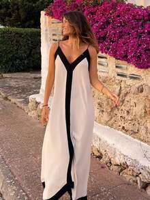 Elegant And Versatile Women's Dress In Unlined Tailored Fabric - Đen và trắng - Xem 4