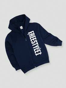 Freestyle Children's Sweatshirt Jacket With Hood And Zipper - 藏蓝色 - 查看 2