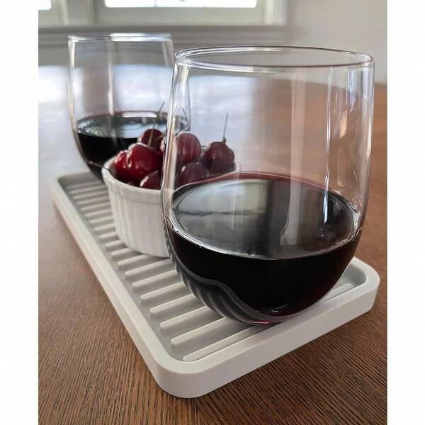 Happitasa Silicone Kitchen Sink Organizer Tray, Sponge Holder And Countertop Protector | Bathroom And Kitchen Soap Dish And Dispenser Tray (Light Grey, 12"X4")