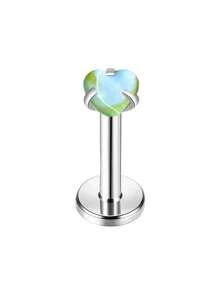 1/4pcs Minimalist Spiral Auroras Heart Shape Holographic Lip Stud, Cartilage Earrings, European & American Style Body Piercing Jewelry, Suitable For Daily Wear