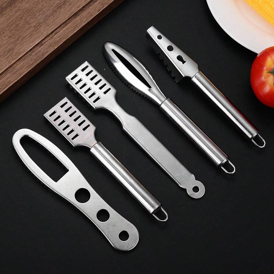Multifunctional Fish Descaler, Thick Stainless Steel Fish Scaler Cleaner For Home Kitchen Seafood Tools - Silver - View 1