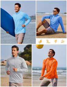 KEFITEVD Men's Long Sleeve Athletic Shirts 1/4 Pullover Zip Sun Protection Rash Guard UPF 50+ Outdoor Running T-Shirts - White - View 7