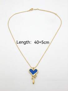 1pc Summer Casual Beach Style Irregular Heart Pendant Necklace, Stainless Steel, Women Daily Wear