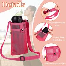 Water Bottle Holder Carrier With Adjustable Shoulder Strap - Beach & Sports Bottle Bag For Hiking, Gym, Camping, Walking, Travel