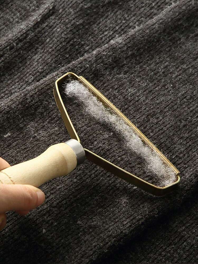 1pc Random Pet Wood Handle Dematting Tool, Cleaning Grooming Brush, Effective Handheld Fabric Defuzzer With Wood Handle - Manual Pet Hair And Fluff Remover, Suitable For Wool, Cashmere, Knitted Fabric - Durable Portable Double-Sided Defroster - Multicolor - View 7