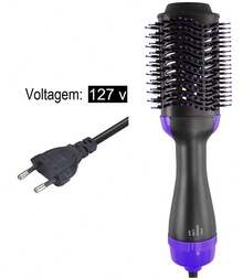 Escova 3 Em 1 Secadora Alisadora 1200w Elétrica Quente Cabelo 110v - Azul menta - Visão 4
