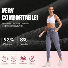 Paquete de 3 pantalones de chándal con bolsillos para mujer - Pantalones deportivos de cintura alta talla grande para yoga, entrenamiento y ocio - Gris Claro - Ver 6