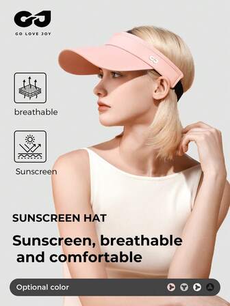 GOLOVEJOY 1 st enfärgad andningsbar casual solskyddande topp öppen keps, utomhussport rosa skärmmössa, UV-skyddande hatt