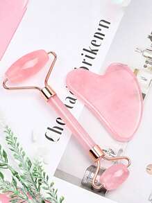 3pcs/2pcs/1pc Set Pink Gua Sha Facial Massage Tool, Full Body Meridian Gua Sha Massage Roller, Facial Beauty Lift Massage Tool