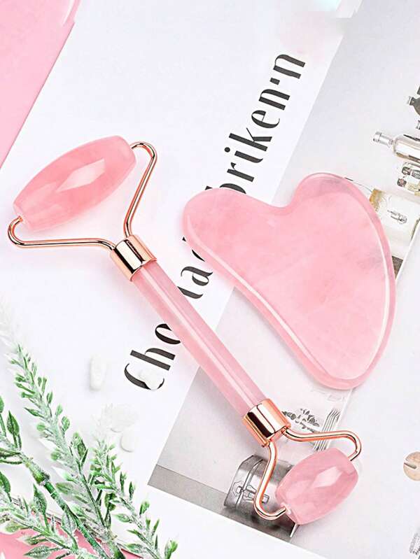 3pcs/2pcs/1pc Set Pink Gua Sha Facial Massage Tool, Full Body Meridian Gua Sha Massage Roller, Facial Beauty Lift Massage Tool