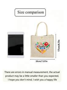 Bolsa de tela para maestras con diseño en forma de corazón e impresión de "Maestra", regalo perfecto para maestras mujeres, hermanas, niñas y sobrinas en el Día del Maestro, cumpleaños o Acción de Gracias