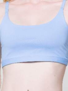 Women's Fitness Gym Double Suplex Lining Cropped Top - 淺藍色 - 查看 1