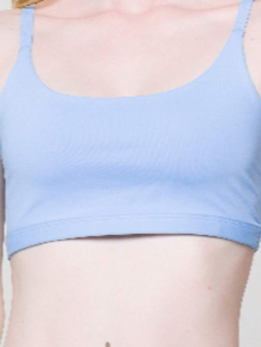 Women's Fitness Gym Double Suplex Lining Cropped Top - 淺藍色 - 查看 1