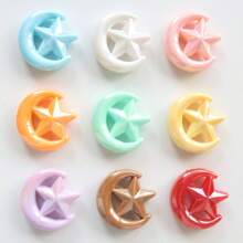 10pcs 27mm Color Plated AB Star & Moon Shape Straight Hole Beads, DIY Beaded Mobile Chain, Bag Charm, Keychain Materials & Accessories