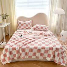 1 pieza Manta de franela a cuadros de colores, manta suave y gruesa adecuada para siesta de una sola persona, cubrir todo el Body en cama individual, cama doble, hombres, mujeres, gatos y mascotas, multiusos, manta de felpa cálida y suave a la piel, disponible en blanco, negro/blanco, amarillo/blanco, azul/blanco a cuadros