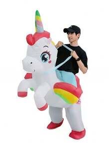 1 Stück buntes aufblasbares Einhorn Kostüm, süße Cartoon-Spaßfigur, geeignet für Halloween, Weihnachten, Feiertage, Geburtstagsfeiern, Cosplay, unisex