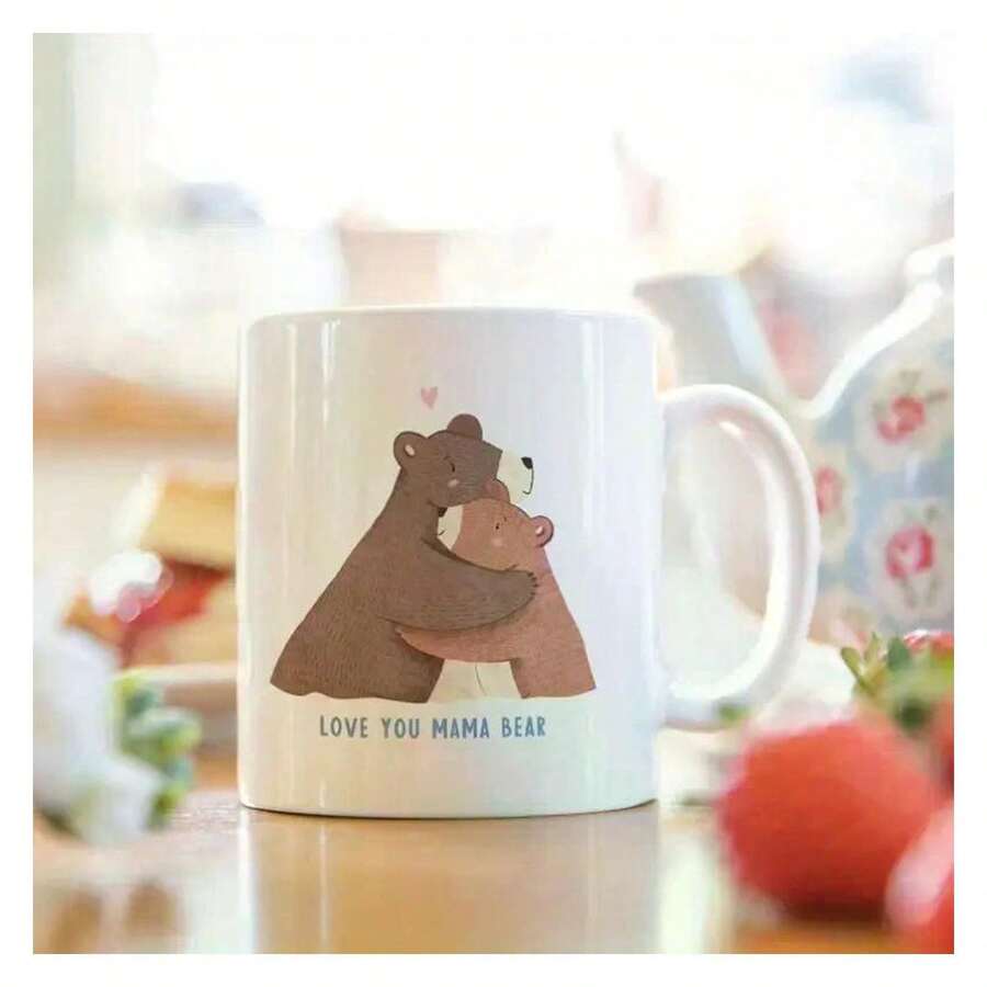 Taza de "Mamá Osa" como regalo para mamá | Taza del Día de la Madre Feliz de parte de los niños | Taza de café especial para nueva mamá como regalo | "Te amo" en blanco - Multicolor - Ver 1