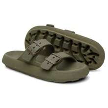 Men's Slide Cloud Buckle Slippers New Arrival Comfortable Flat Sole - 軍綠色 - 查看 1