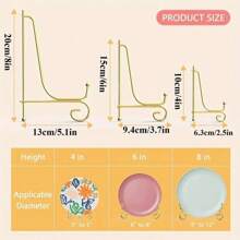 1pc Gold Iron Display Stand, Gold Iron Easel Plate Display Photo Holder Stand, Displays Picture Frames, Cookbooks, Decorative Plates, Tablets And Art