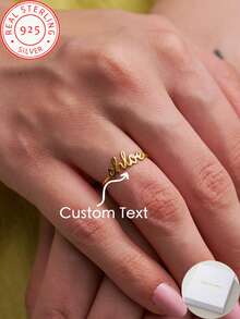 A 925 Silver Open Name Ring, Mother's Day / Birthday Gift For Mom Girlfriends Pairing, Stackable Fashion Silver Jewelry.,Glow & Grace