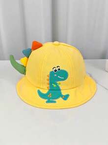 1顶幼儿男童可爱恐龙印花渔夫帽，防晒，适合春夏佩戴