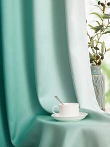 2 Pcs Solid Color Gradient Vertical Stripe Blackout Curtain Blackout Curtains With Coating Insulating Lining, Perfect For Living Room, Bedroom, Kitchen, Bathroom, Home Decoration, Room Decor - màu xanh da trời - Xem 2