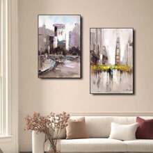 3pcs Modern Urban Abstract Oil Painting Wall Arts Canvas Posters, High-Definition Printing Optional Frame, Office, Classroom, Living Room Home Decoration Hanging Painting ,Wall Art With Frame