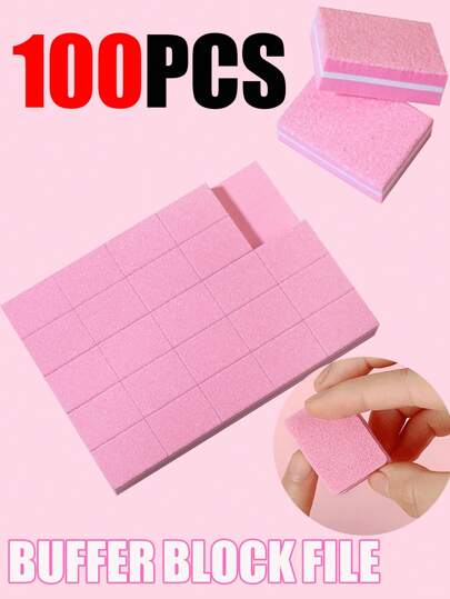 100PCS Nail Buffer, Buffer Block Nail File 100/180 Grit, Mini Nail Buffers Block Sponge Double Sided Nail File For Acrylic Nails Manicure Tools