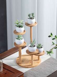 1 peça Suporte de Vaso de Flor para Mesa, Prateleira de Armazenamento de Madeira Sólida Triangular Criativa para Plantas Suculentas, Suporte de Exibição
