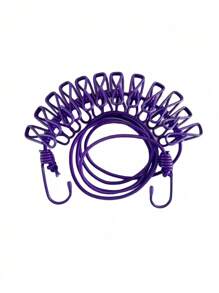 Portable Elastic Retractable Clothesline With 12 Clips - Elastic PVC Coated, Length 70.87 Inch, Suitable For Outdoor Travel And Home Use, Suitable For Backyard, Resort Hotel, Balcony Clothes Drying, Travel Clothesline For Socks And Small Items | Durable Clips, Clothesline Wear Resistant