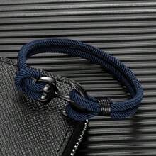 1 pieza Brazalete con forma de cuerda y ancla náutica, brazalete de moda para hombres y mujeres, accesorio de viaje