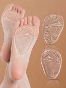 Plantillas de silicona adhesiva de goma para tacones altos de mujer para prevenir el desgaste y el deslizamiento, y ajustar el tamaño de la media plantilla. Adecuado para zapatos con medio número demasiado grandes (reutilizable) - transparente - Ver 3